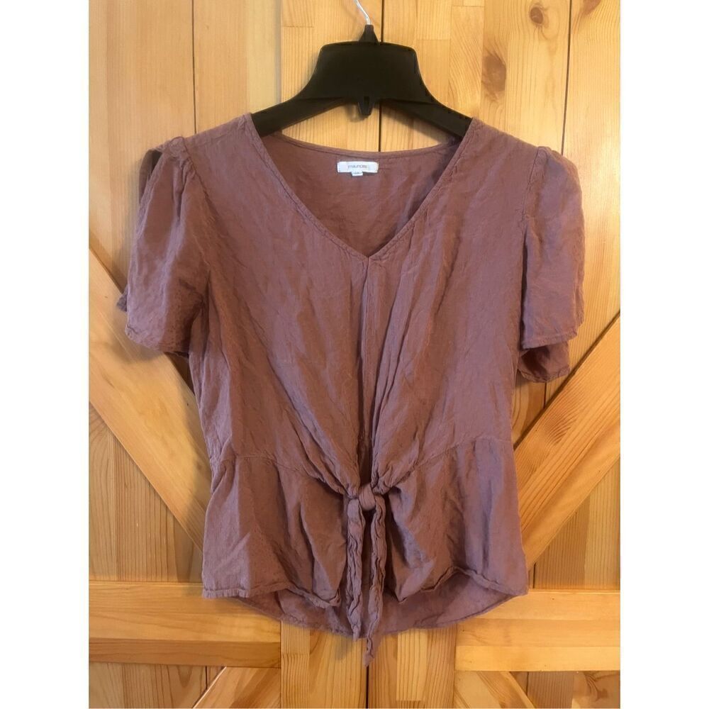 Maurices Brown V Neck Top blouse Size XS (3136)